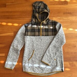 Hem & Thread Gray and Plaid Hooded Sweater
